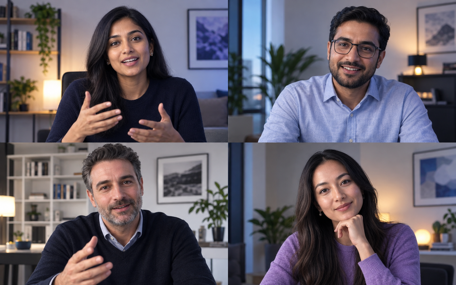 A four-person video meeting
